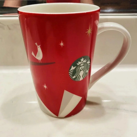Starbucks 2012 Holiday Coffee Mug Tall Red Christmas Partridge Bird Tea Cup - Picture 3 of 7